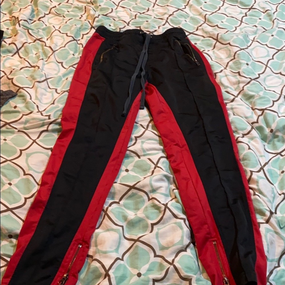 Ninth Hall Black and Red Joggers
